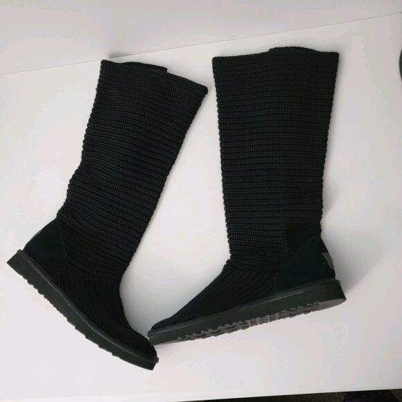 UGG Australia Classic Cardy Boots Womens 9 S/N 5819 Sweater Knit Foldover EUC - Picture 2 of 8